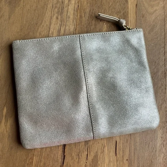 Anthropologie Leather Organizer Pouch Silver Glitter - Picture 5 of 15